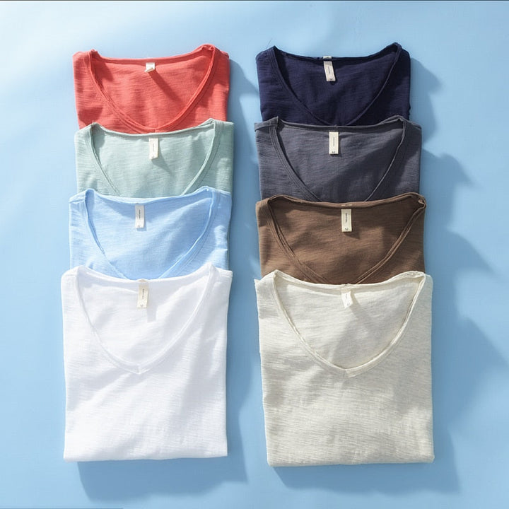 Leichtes Leinen V-Ausschnitt Shirt Herren – Atmungsaktiv & Sommerlich – Thilo