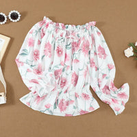 Geblümte Damen Chiffon-Bluse mit Rüschenärmeln – Elvira