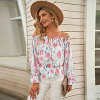 Geblümte Damen Chiffon-Bluse mit Rüschenärmeln – Elvira