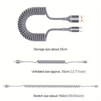 100W USB-C Spring Charging Cable with High-Speed Data Transfer – Buy 1, Get 1 FREE-B USB TO C-State of Style