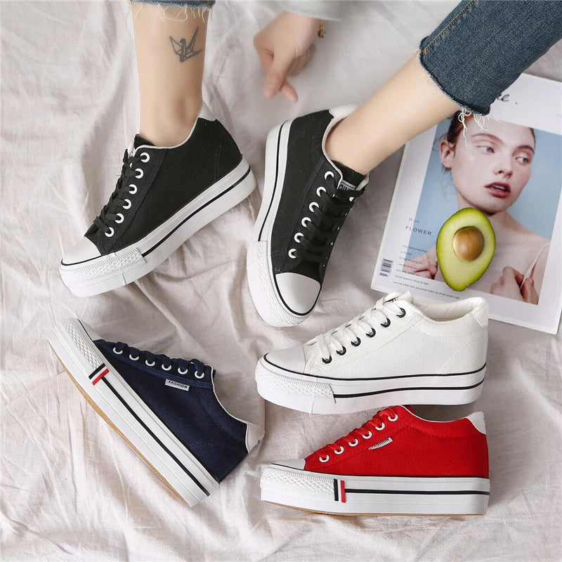 Stilfulde damesneakers i canvas med plateausål – Leonie