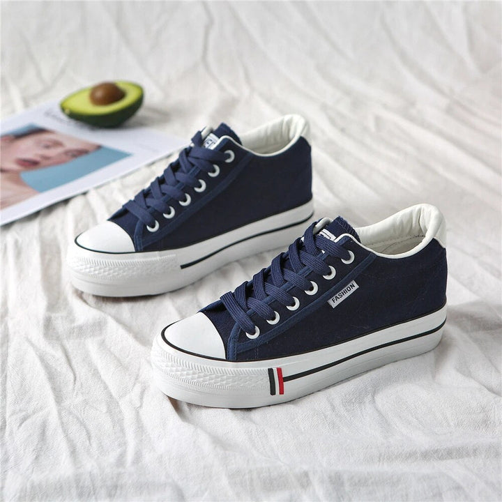 Stilfulde damesneakers i canvas med plateausål – Leonie