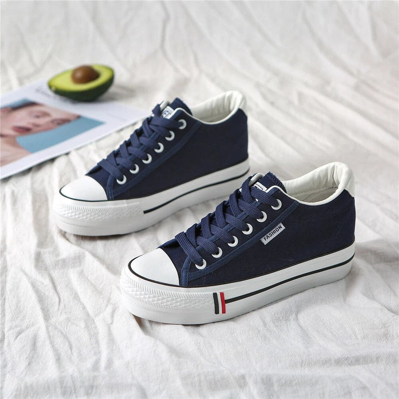 Stilfulde damesneakers i canvas med plateausål – Leonie