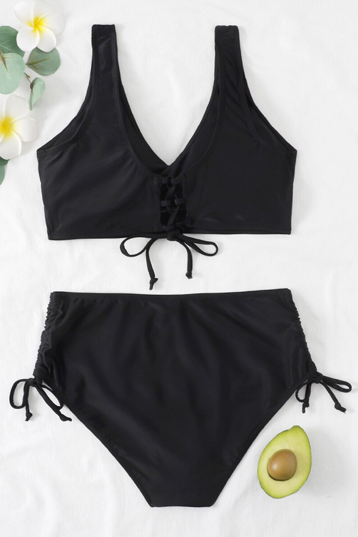 Bunte Bikini mit Kordelzug und Twist-Detail – Zaraï