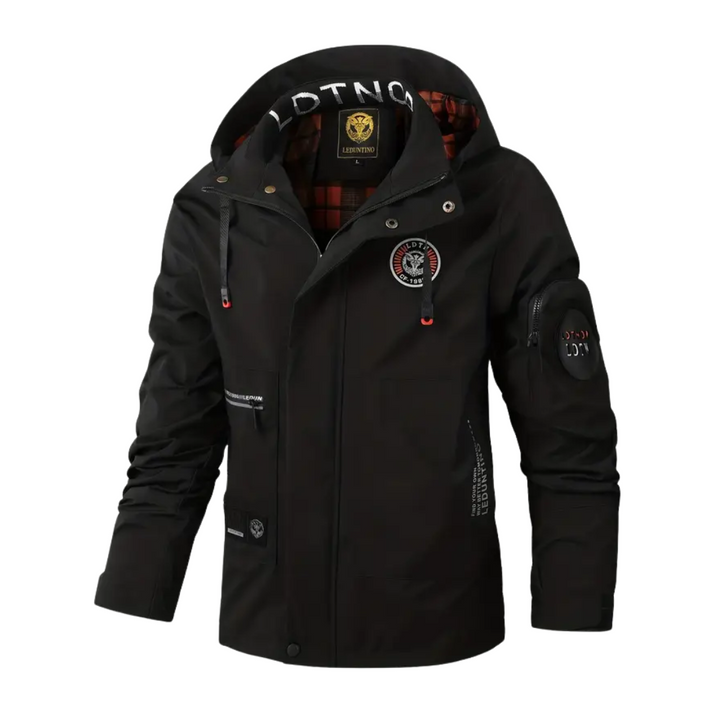 Herren Outdoorjacke wasserdicht mit Kapuze & karierter Fütterung – Jorrit