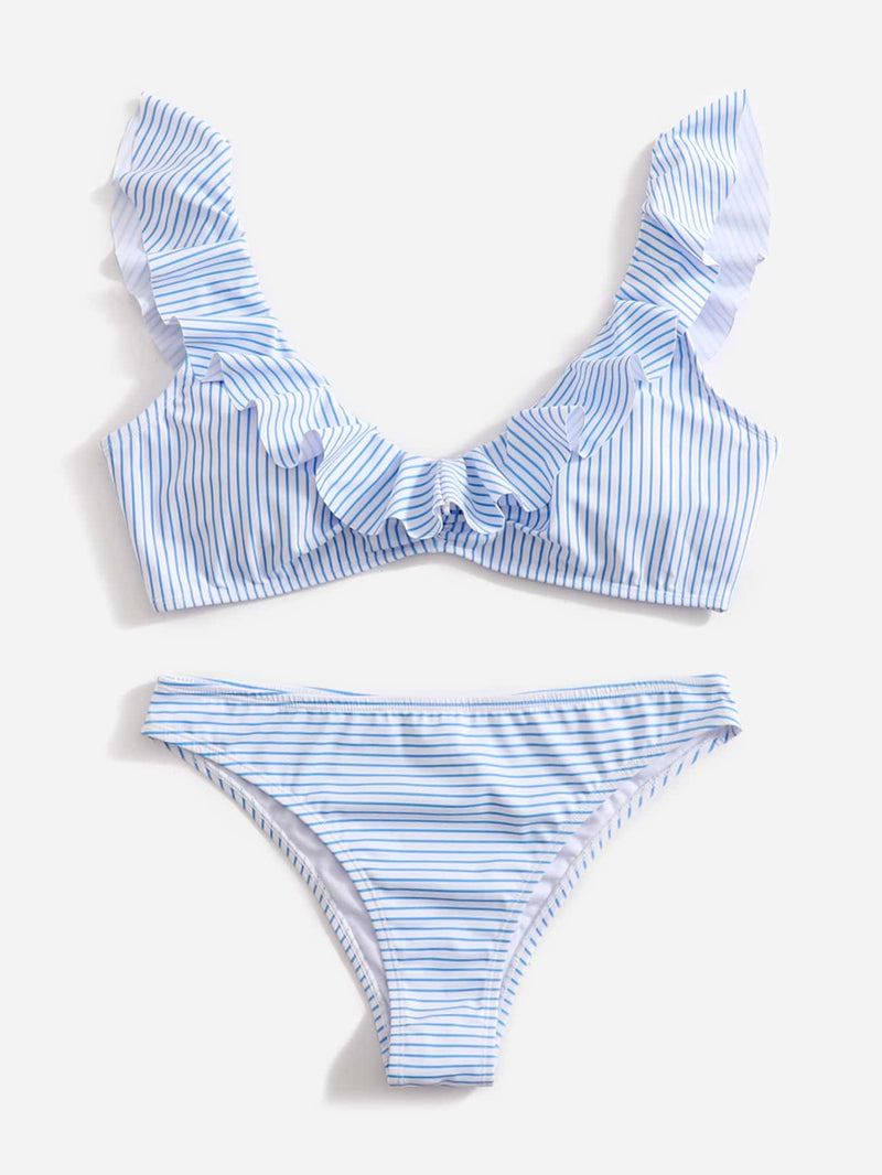 Blau-Weiße Gestreifte Bikini - Lina