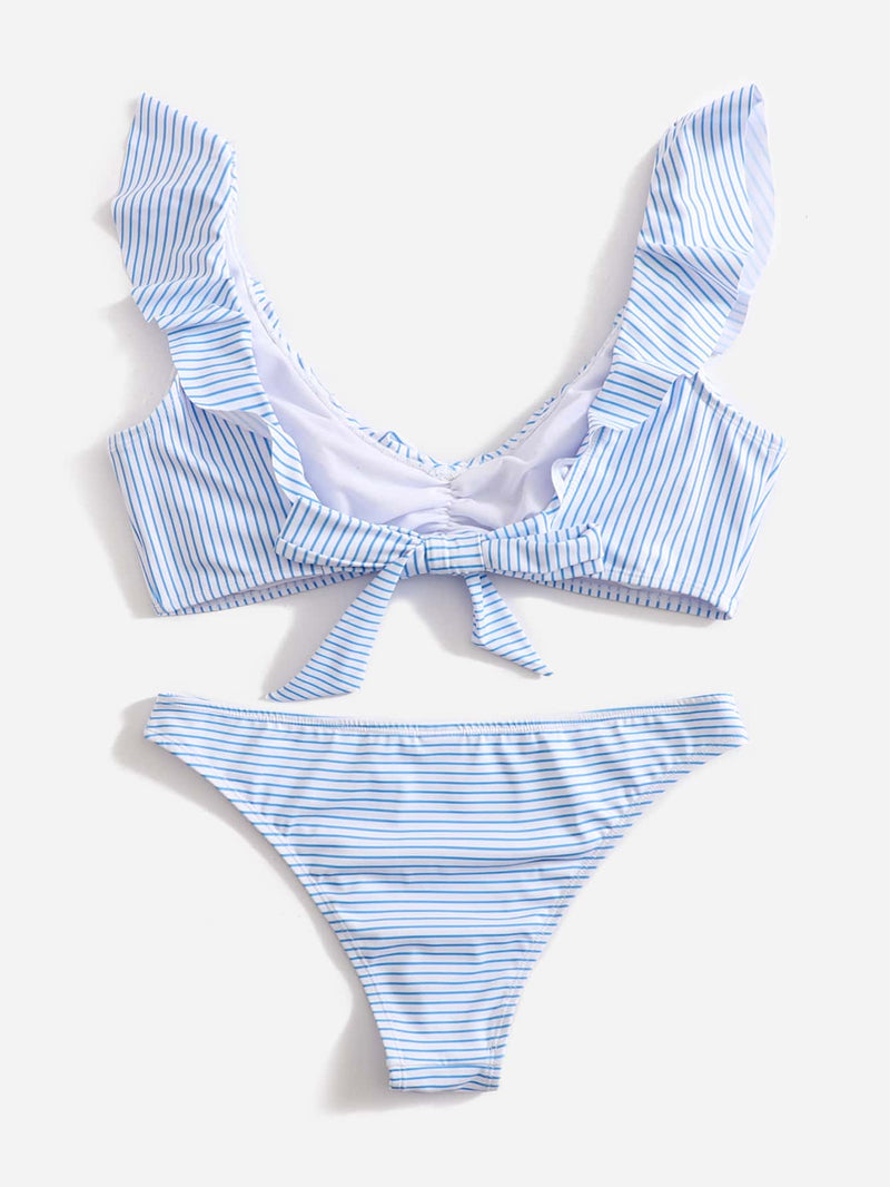 Blau-Weiße Gestreifte Bikini - Lina