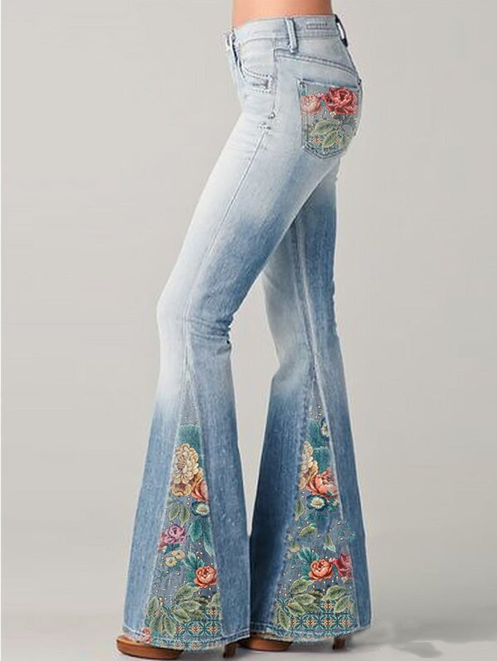 Auslaufende Hose mit trendigem Blumenmuster - Luna