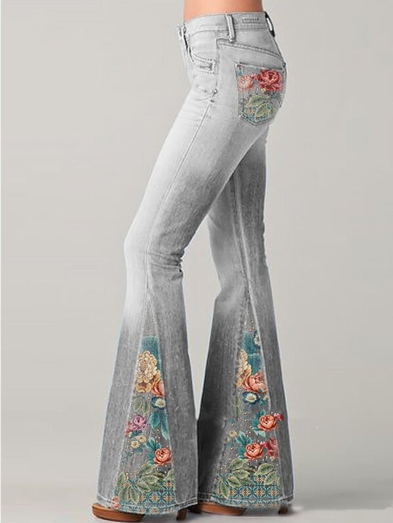 Auslaufende Hose mit trendigem Blumenmuster - Luna