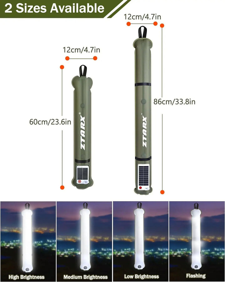 Aufblasbare Solar-LED-Rohrlampe – LumiGlow Pro