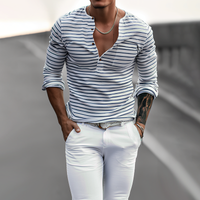 Gestreiftes Henley-Shirt mit langen Ärmeln – Dorian