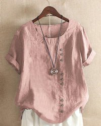 Einfache T-Shirt mit kurzen Ärmeln und rundem Hals – Samantha
