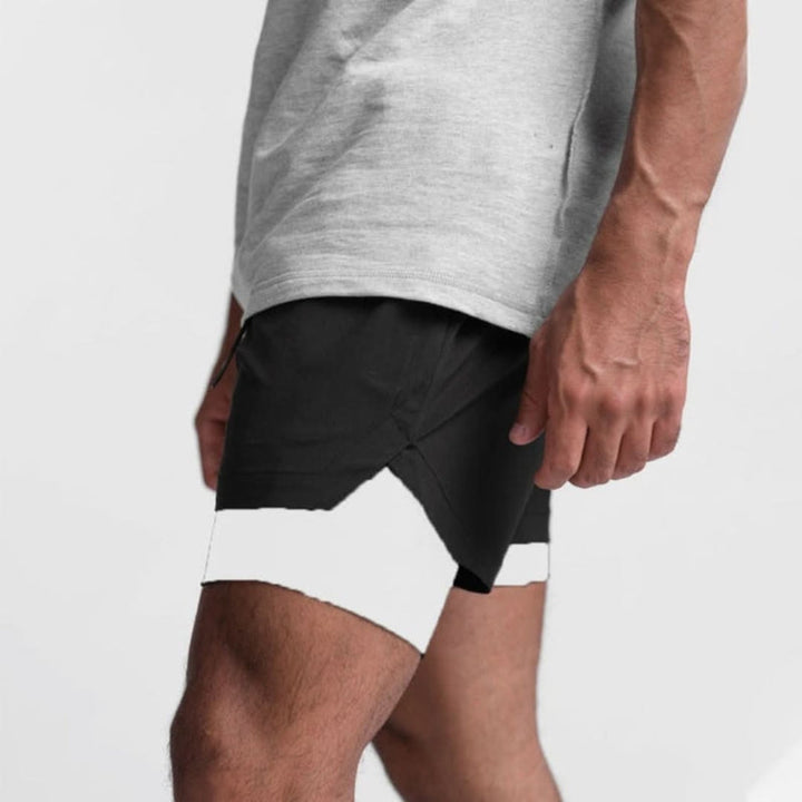 2-in-1 Herren Sportshorts atmungsaktiv mit Innenshorts Training - Noah
