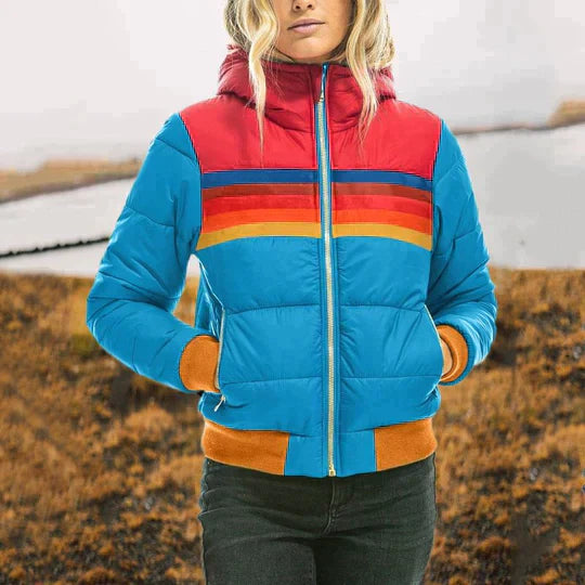 Farbenfrohe Steppjacke für Damen mit Kapuze – Ylva
