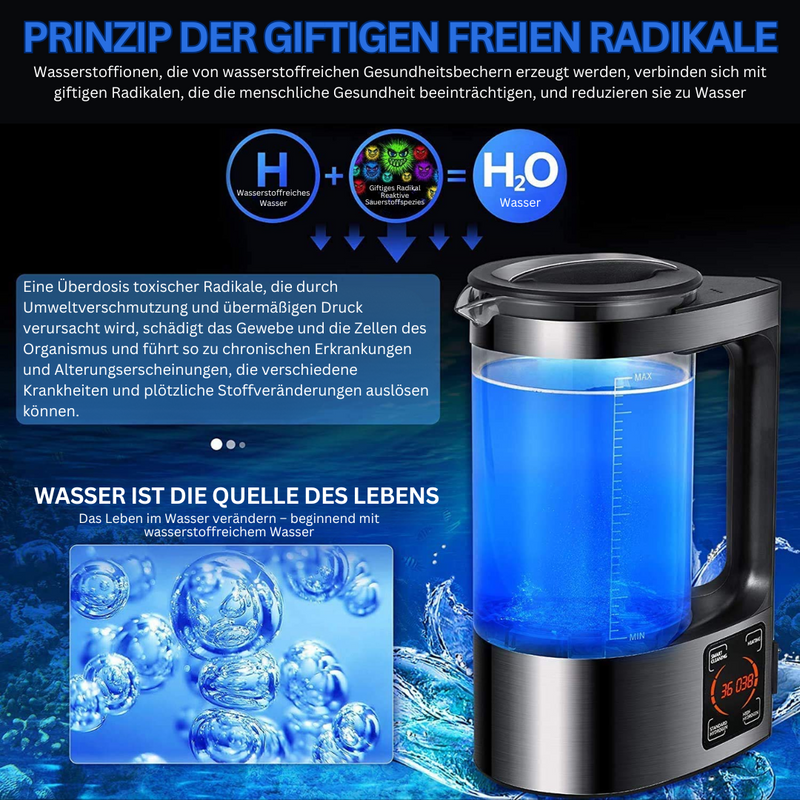 Elektrischer Wasserreiniger mit Wasserstoff- und Alkaline-Option - PureFlow