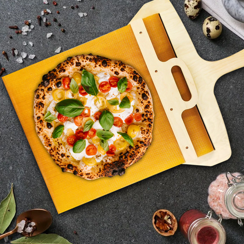 Verschiebbarer Pizzaschieber aus Birkenholz mit Schiebemechanismus – Fornello