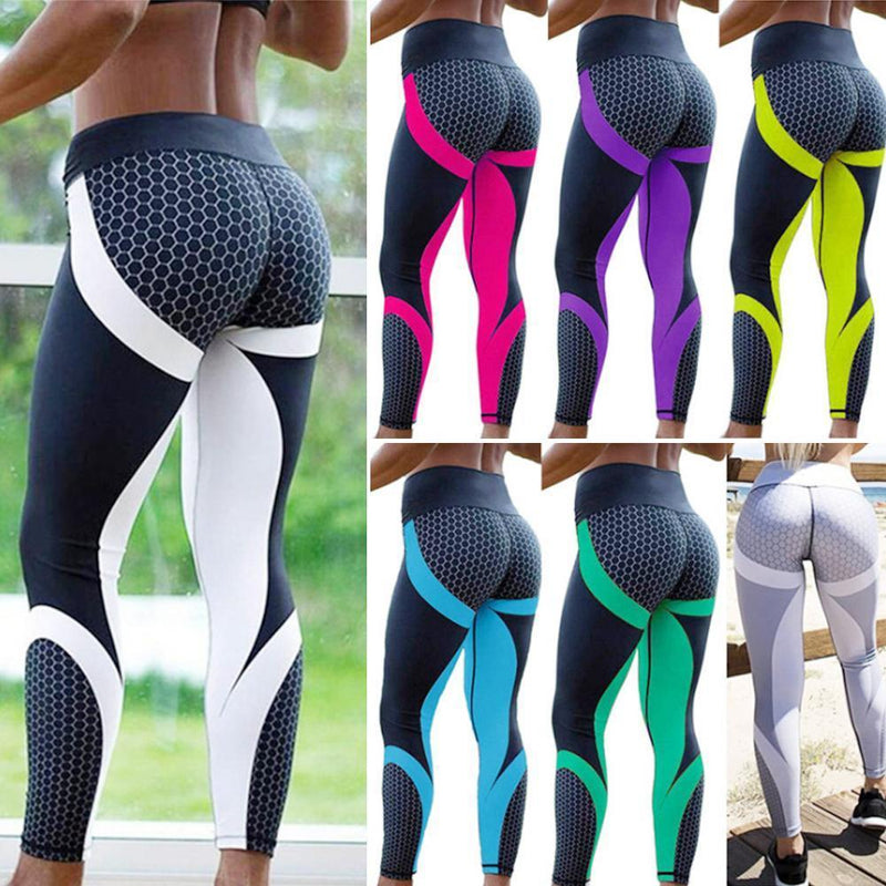 High Waist Damen Yoga Leggings mit Geometrischem Muster – Aurora