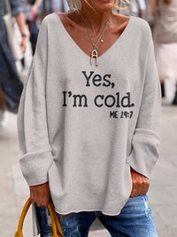 Damen Oversize-Pullover mit V-Ausschnitt & Muster – Alenia