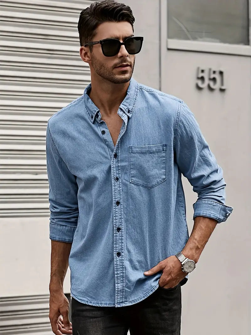 Herbst Denim Herrenhemd – Mailand