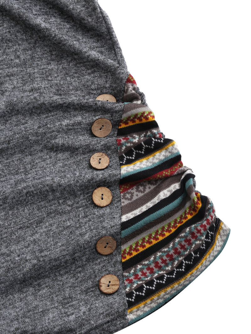 Herbstlicher Damen Kapuzenpullover mit Tribal-Muster – Tavira