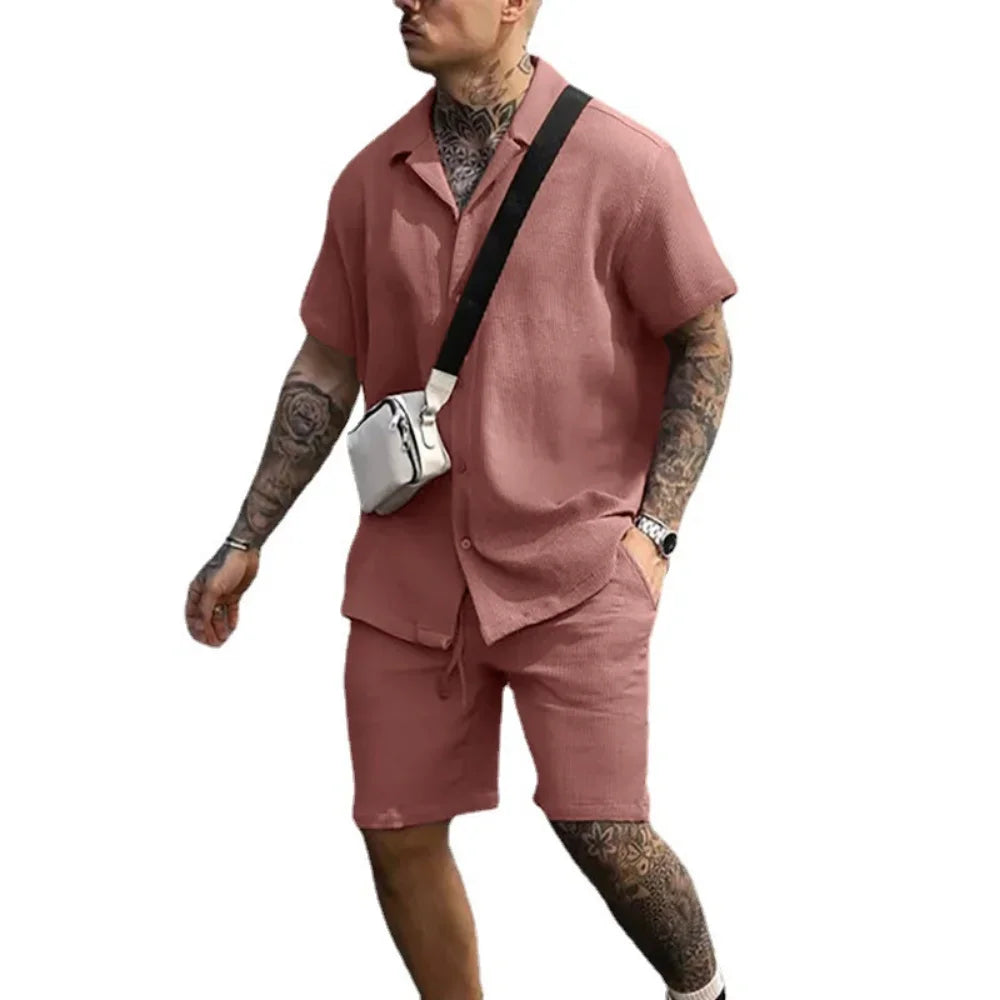 Zweiteiliges Sommer-Set für Herren mit Hemd und Shorts – Milan