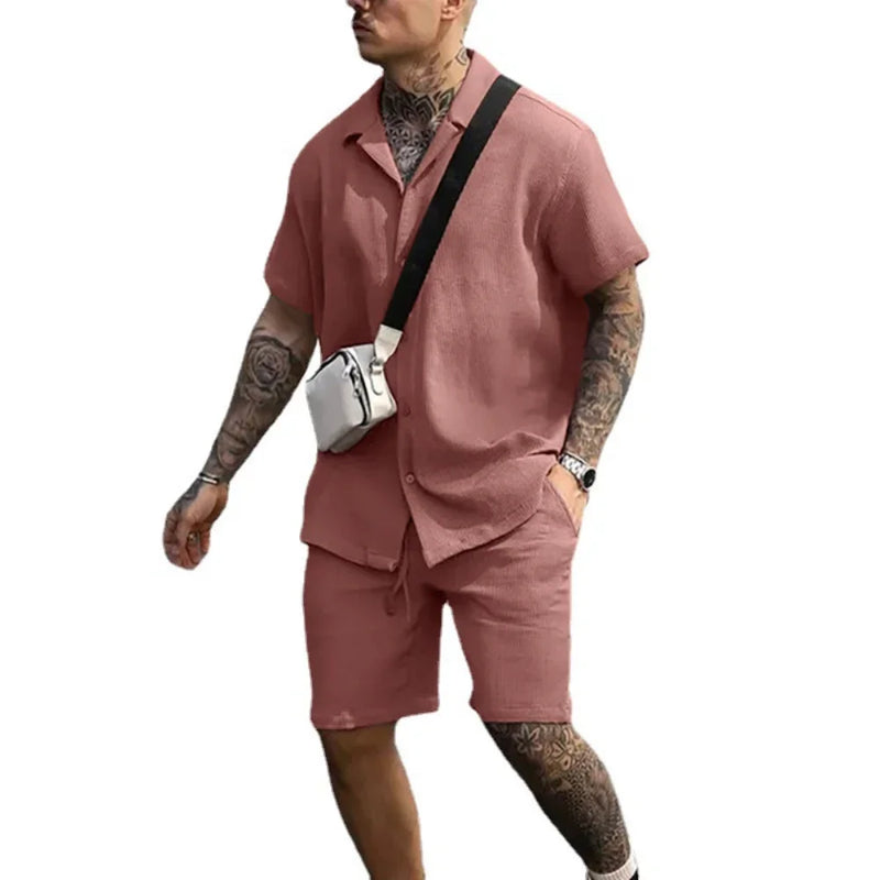 Zweiteiliges Sommer-Set für Herren mit Hemd und Shorts – Milan