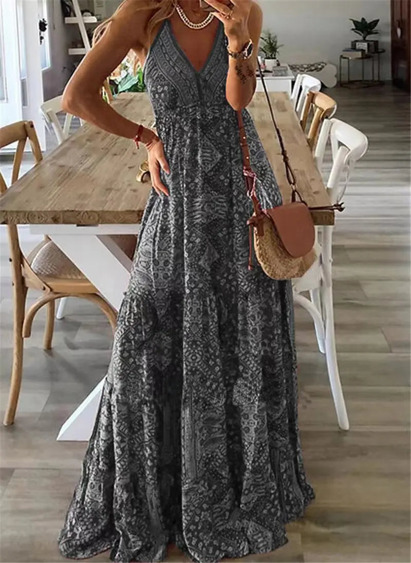 Sommerliche Boho-Maxikleid mit Blumenprint – Isabella