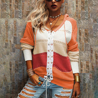 Gestreifte Damensweater mit Schnürung – Alessia