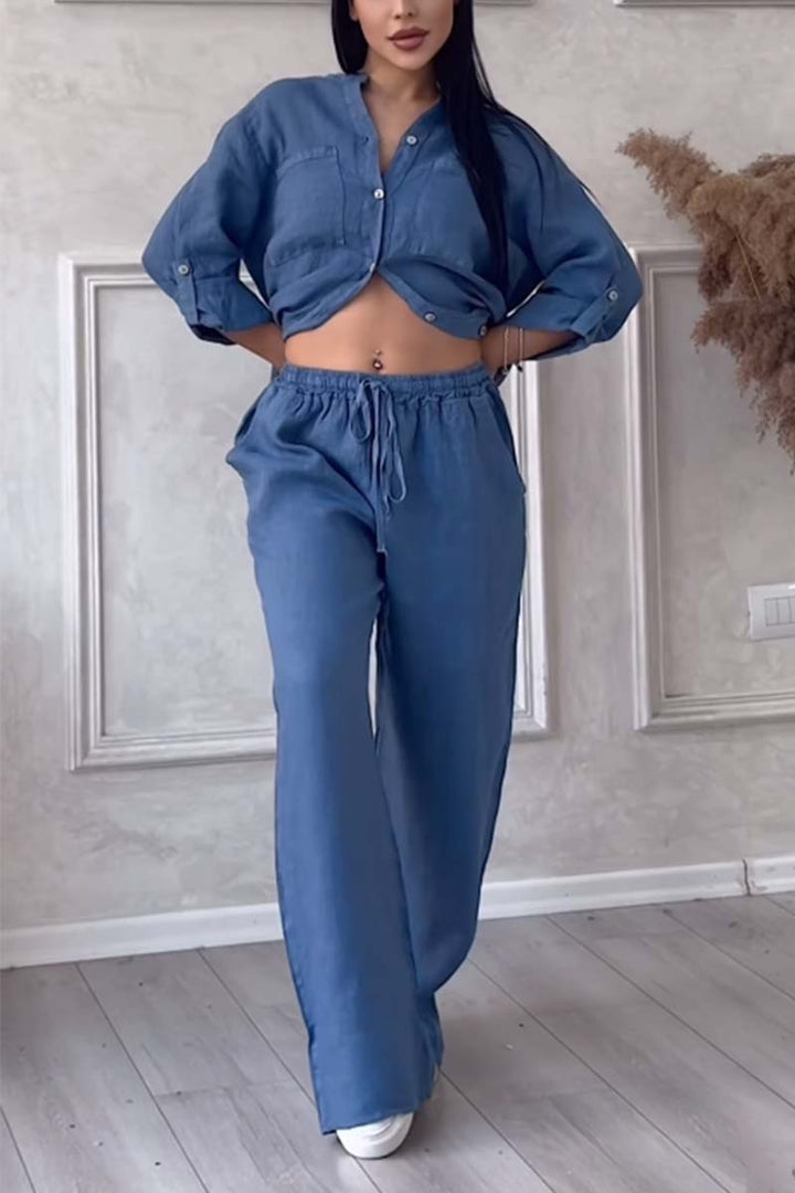 Zweiteiliges Leinen Damen Sommeroutfit – Alina