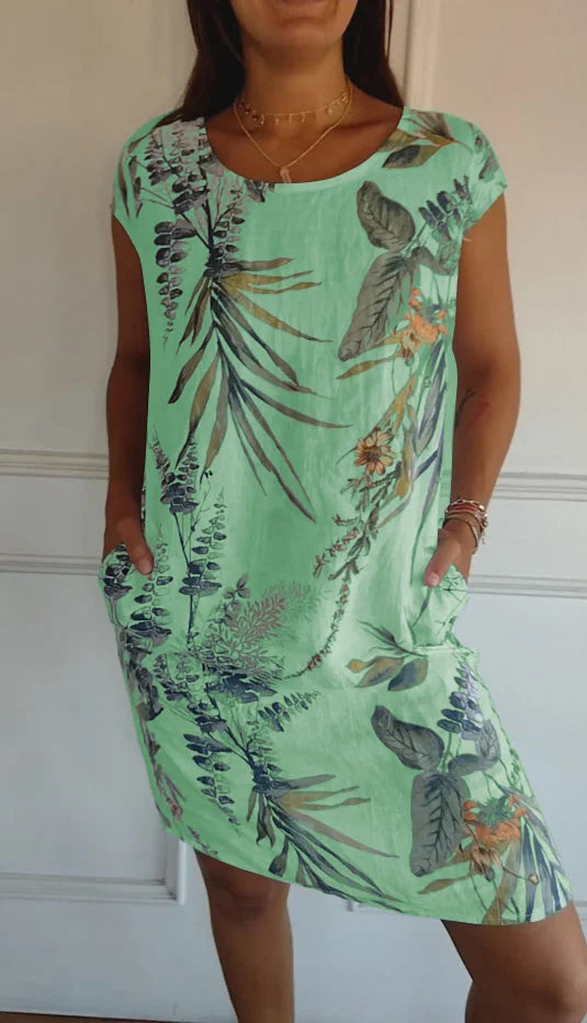 Bedrucktes Kleid mit Rundhalsausschnitt – Eveline