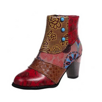 Stilvolle Retro-Leder Damenstiefel - Livia
