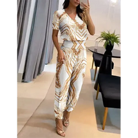Trendy women's jumpsuit with short sleeves & wide leg – Alina