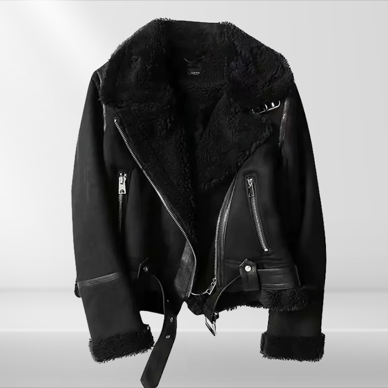 Damen Sherpa Bomberjacke aus Fleece mit Reißverschluss – Amira