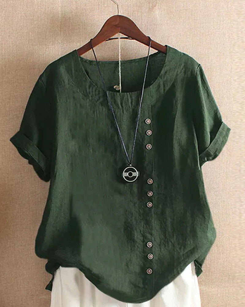 Einfache T-Shirt mit kurzen Ärmeln und rundem Hals – Samantha