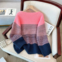 Damen Oversize Strickpullover mit Patchwork-Design – Melina