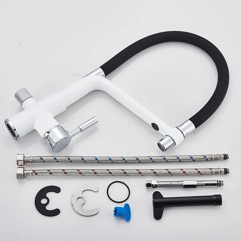 Küchenarmatur mit Doppel-Auslauf und Wasserfiltration – PureFlow Duo