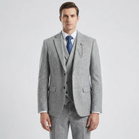 3-Piece Herringbone Patterned Suit - Leonard