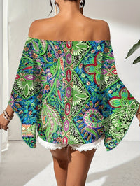 Off-Shoulder Bluse mit geometrischem Druck – Noémie