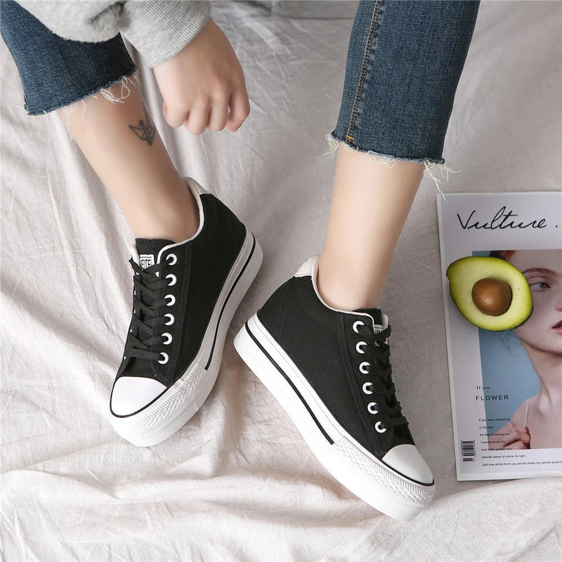Stilfulde damesneakers i canvas med plateausål – Leonie