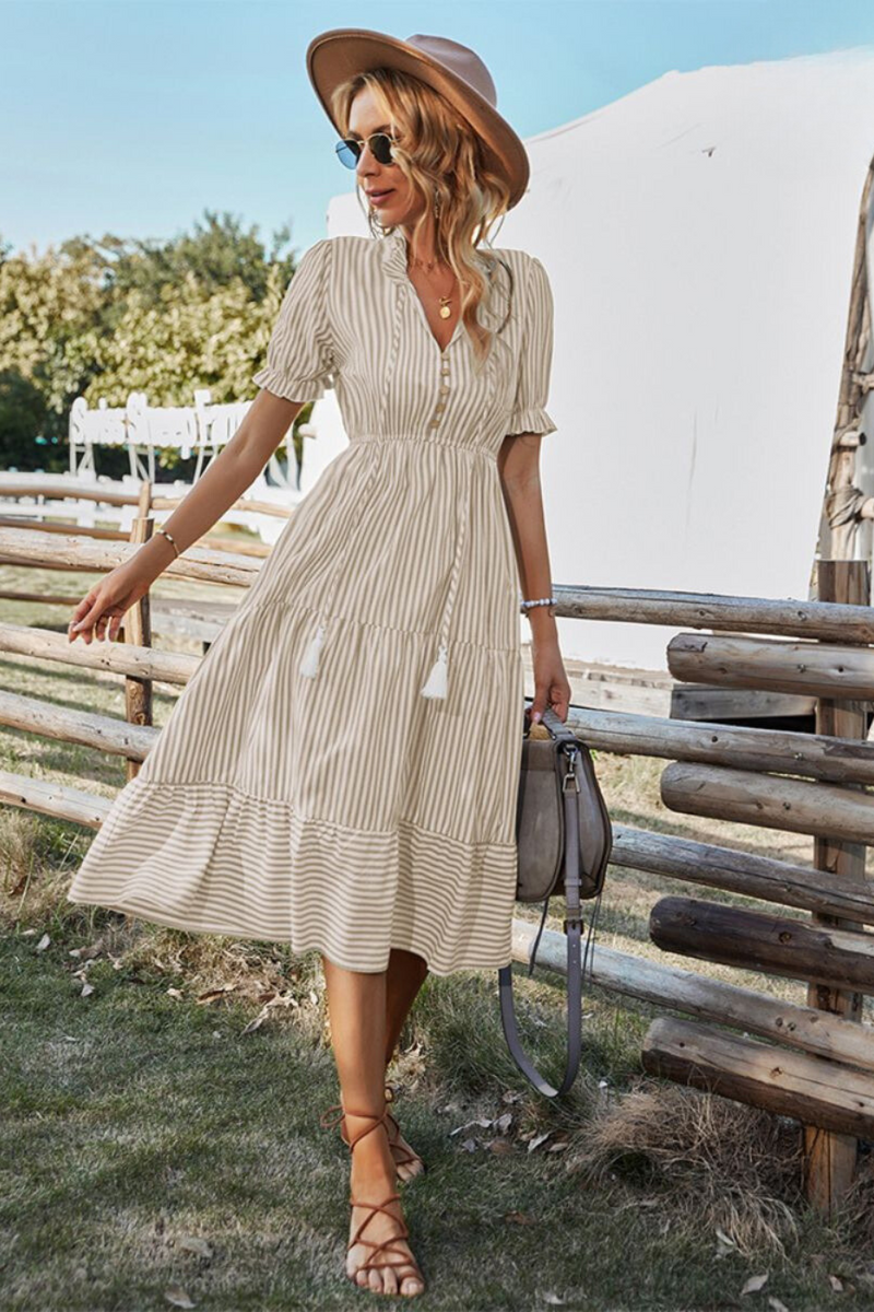 Gestreiftes Sommer-Midikleid – Amira