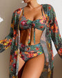 Dreiteiliges Bikini-Set mit Blumenmuster – Yara