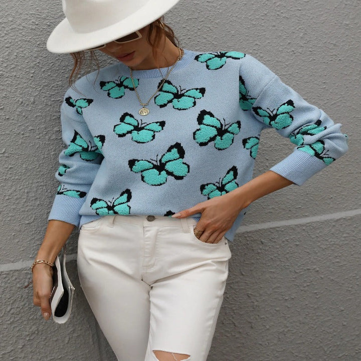 Damenpullover mit Schmetterlingsmuster – Liora
