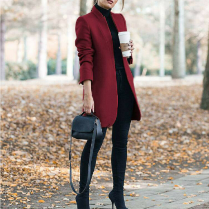 Damen Stehkragen Wintermantel mit zeitlosem Design – Reginel