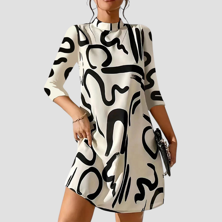 Minikleid mit langen Ärmeln & Rundhalsausschnitt – Elanora