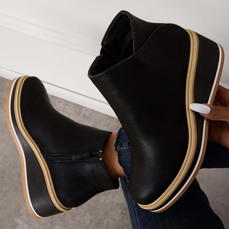 Trendige Damen Stiefeletten mit Reißverschluss und Plateau - Alessia