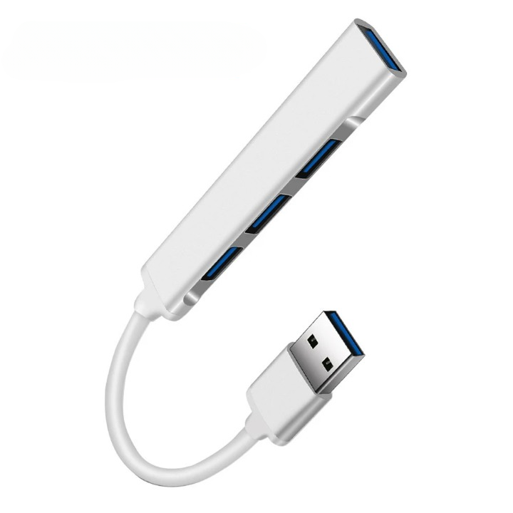 4-Port USB 3.0 & 2.0 Multiport Hub with Type-C Adapter – Buy 1, Get 1 Free-USB Silver-State of Style