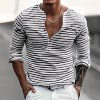 Gestreiftes Henley-Shirt mit langen Ärmeln – Dorian