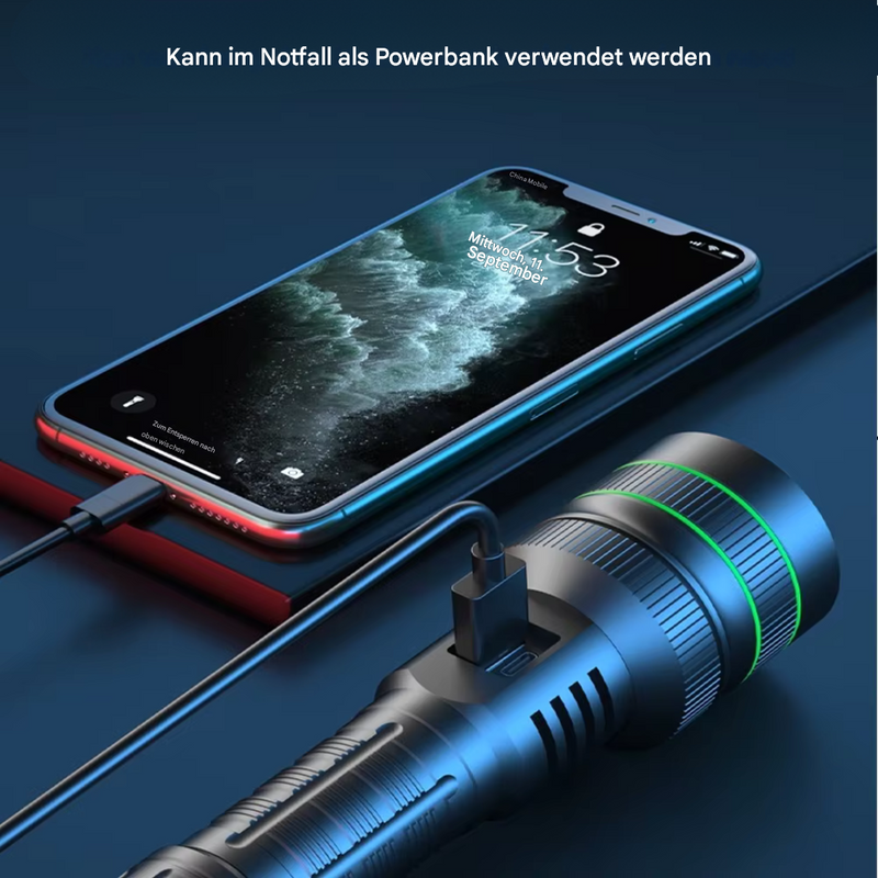 Extrem Helle und Zoombare LED-Taschenlampe - PowerBeam