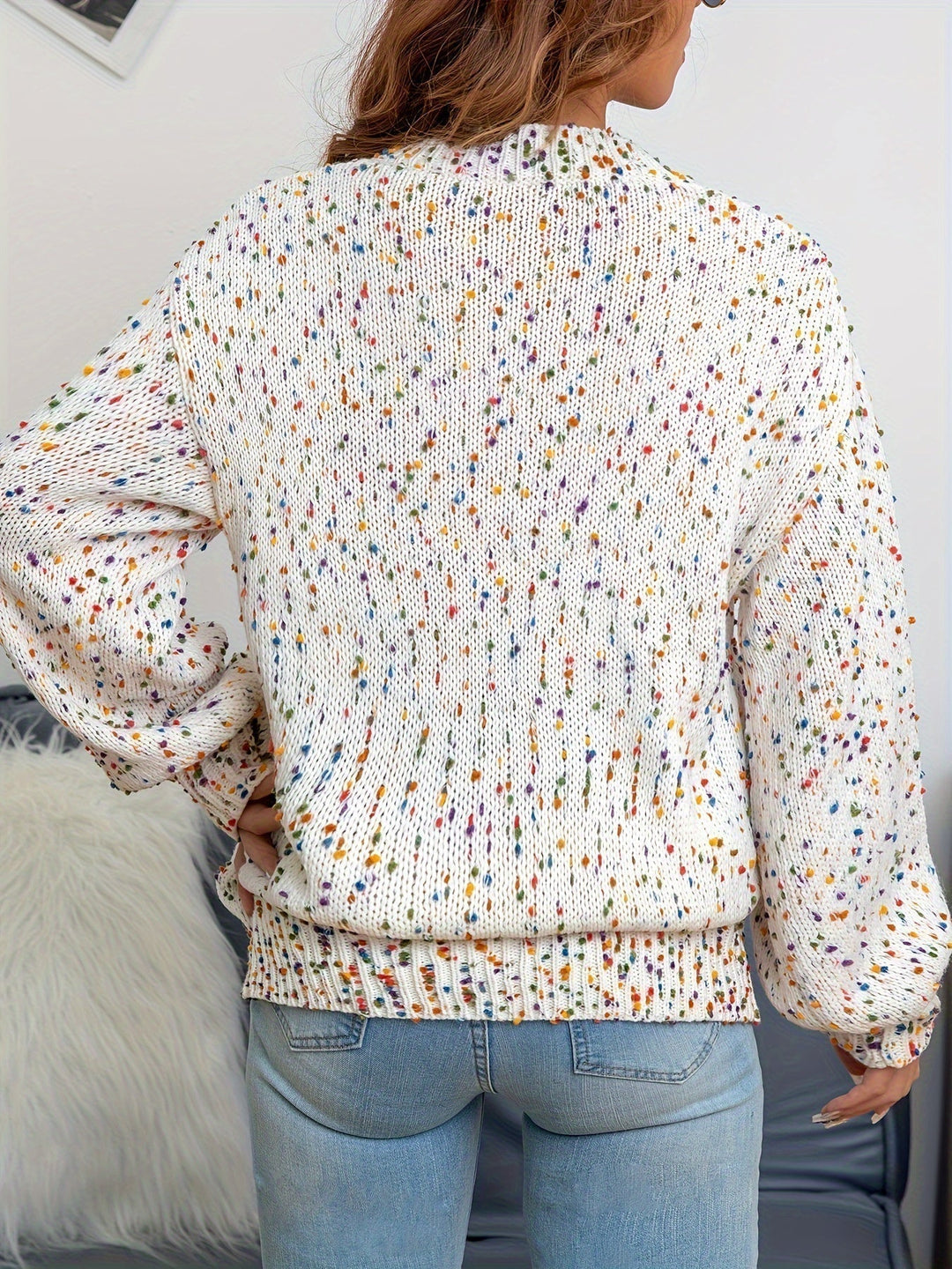 Gestrickter Damenpullover mit Konfetti-Print – Noa