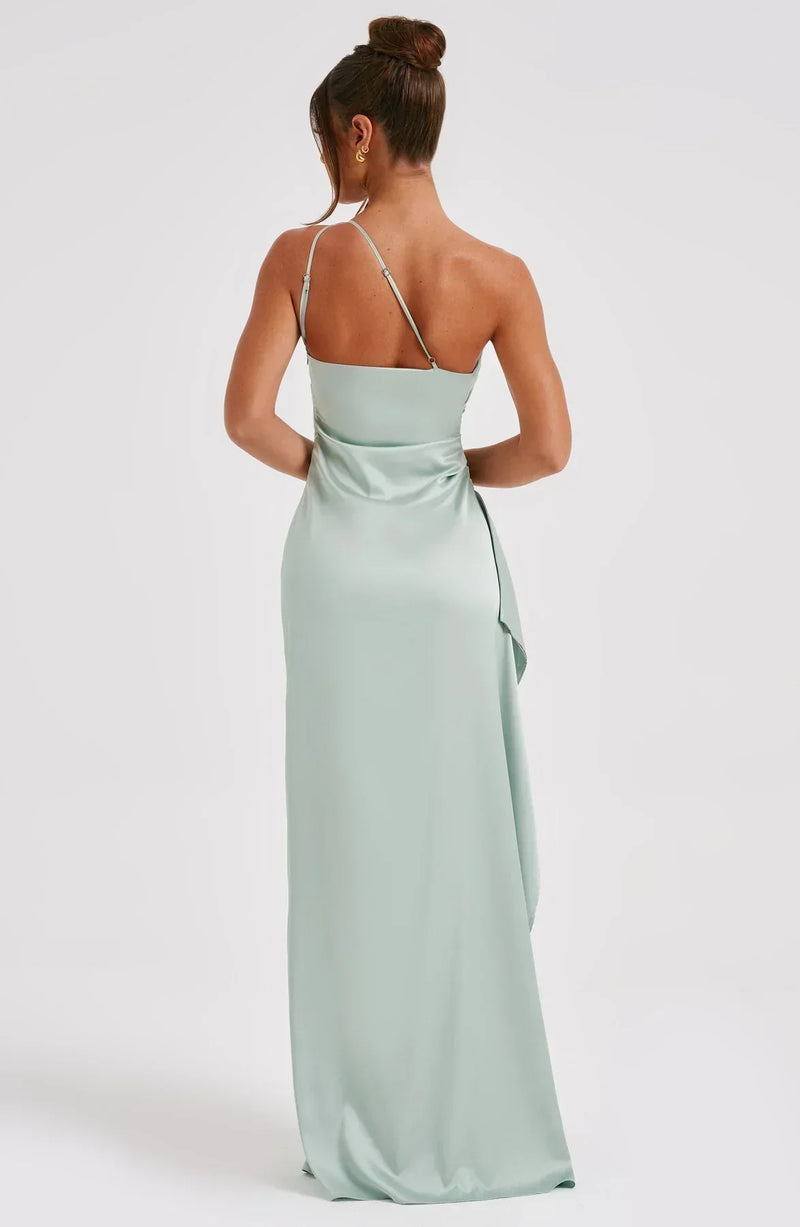 Satinstreifenabendkleid mit einem Schulterträger - Vivienne